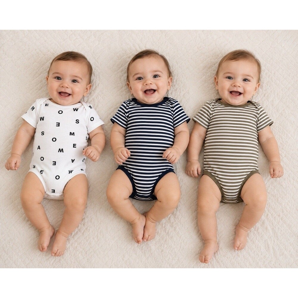 Bloomingdale's Bloomie's Baby Cotton Boys Everyday 3 Pack Piece Bodysuit Set 9m